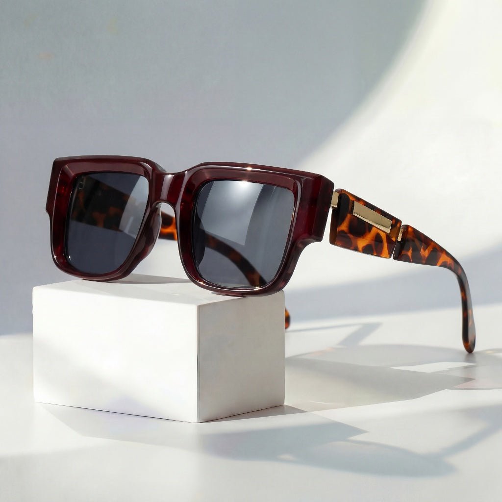 Sunglasses Square Frames UV400 Protection Matte Finish - Tortoise