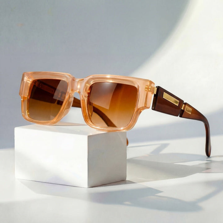 Sunglasses Square Frames UV400 Protection Matte Finish - Brown