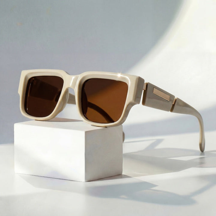 Sunglasses Square Frames UV400 Protection Matte Finish - Off-White