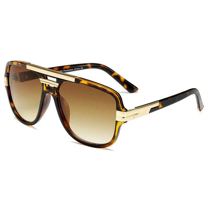 Sunglasses Tortoiseshell Aviator UV400 Square Frame Gold