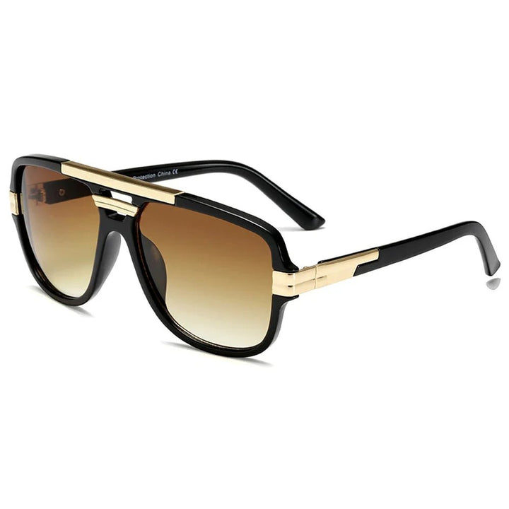Sunglasses Tortoiseshell Aviator UV400 Square Frame Gold
