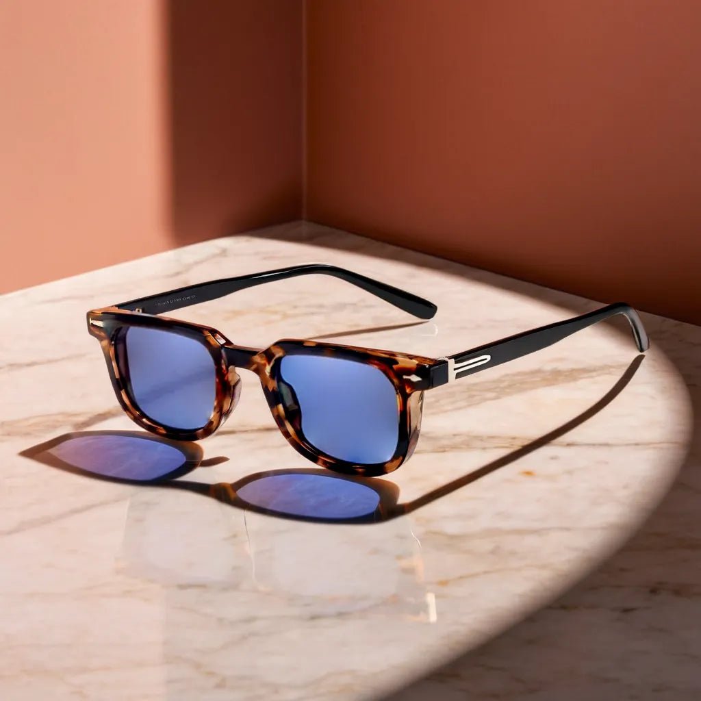 Sunglasses Tortoiseshell Frame UV Protection Blue Lens
