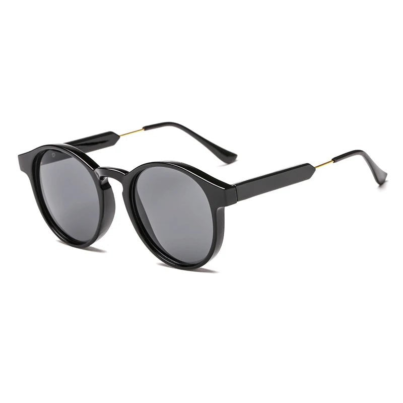 Sunglasses Vintage Round Unisex Lightweight Classic - Black