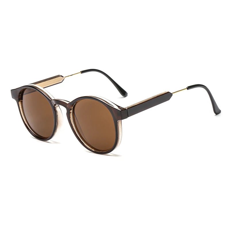 Sunglasses Vintage Round Unisex Lightweight Classic - Brown