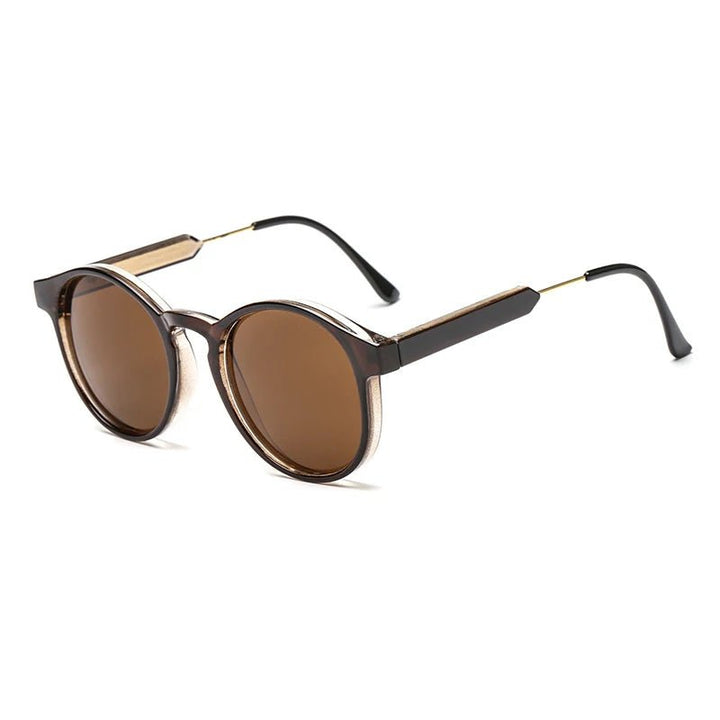 Sunglasses Vintage Round Unisex Lightweight Classic - Brown