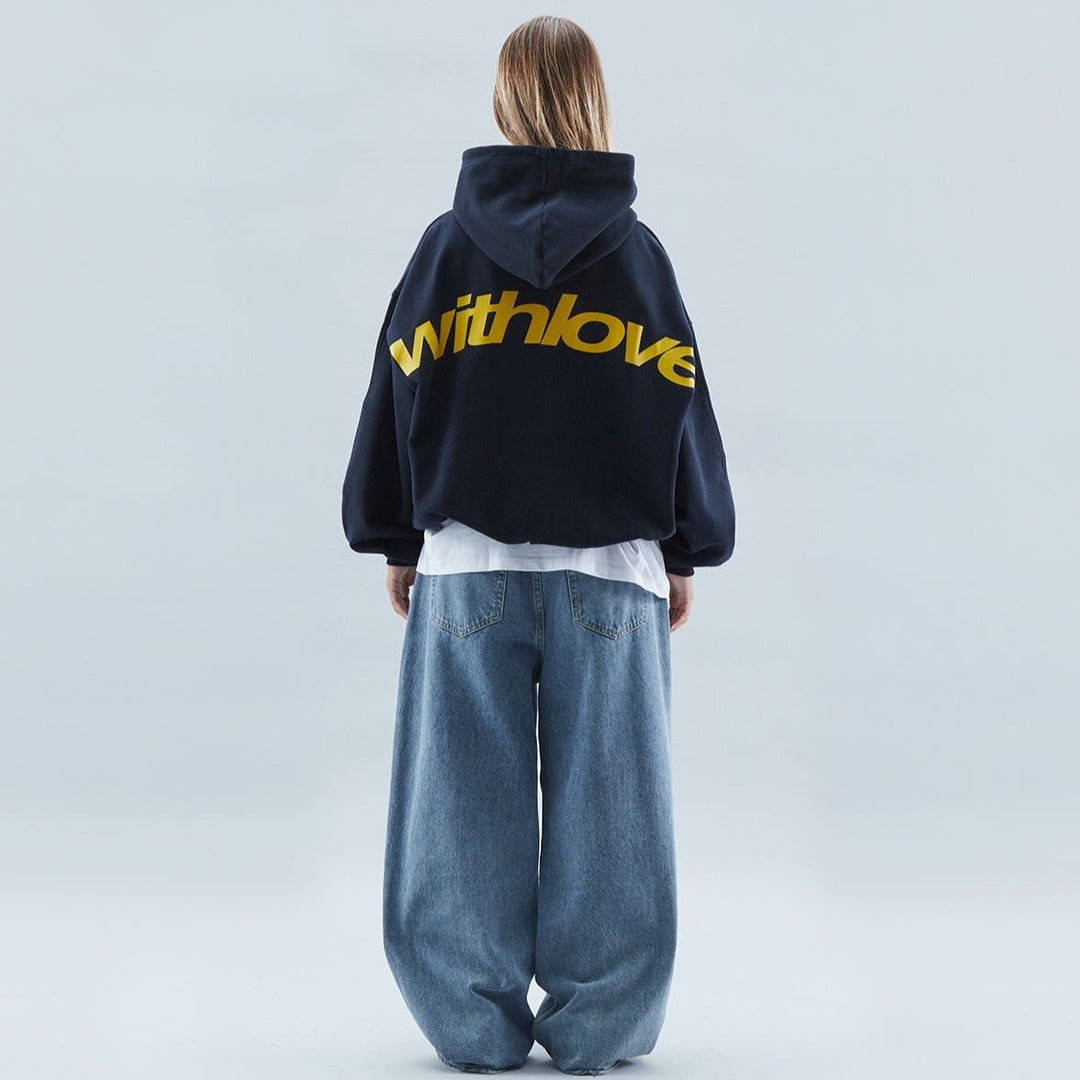 Unisex Oversized Heavyweight Fleece Pullover Hoodie - Navy