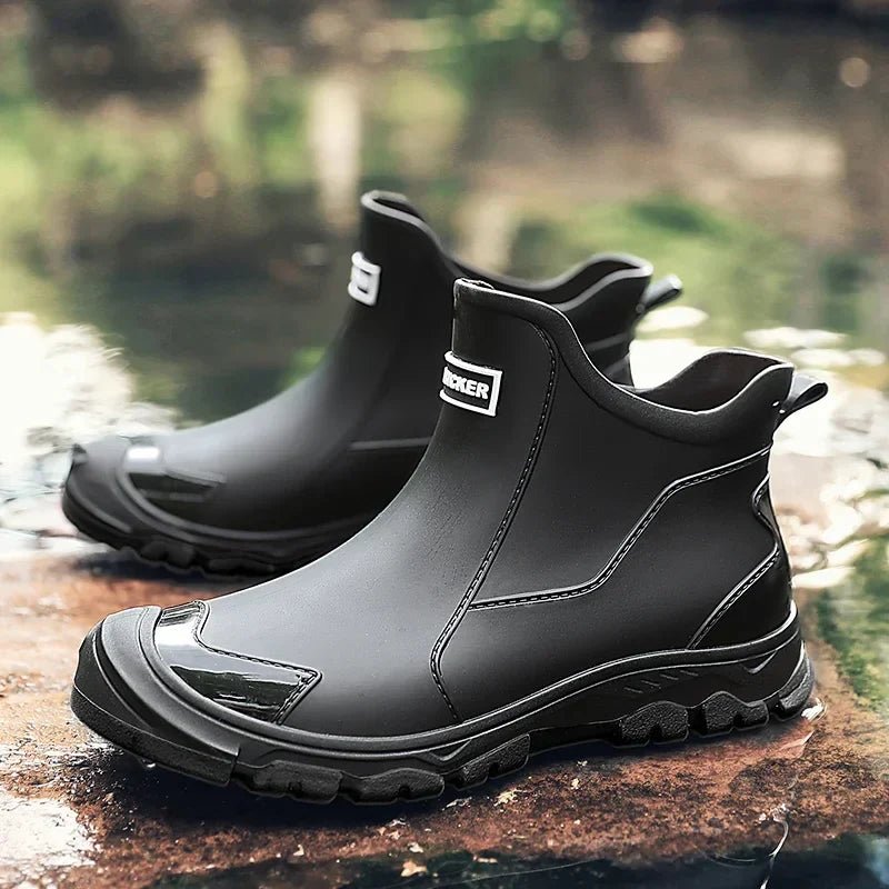 Waterproof Boots Ankle Chelsea Rain Slip-On - Black