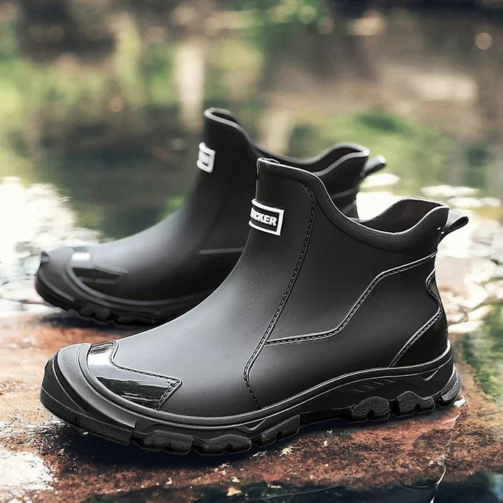 Waterproof Boots Ankle Chelsea Rain Slip-On - Black