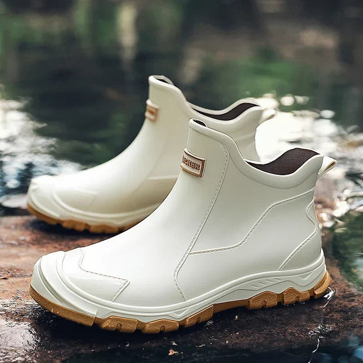 Waterproof Boots Ankle Chelsea Rain Slip-On - Beige