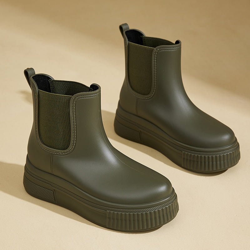 Waterproof Boots Women's Chelsea Platform Rain Boots - Green