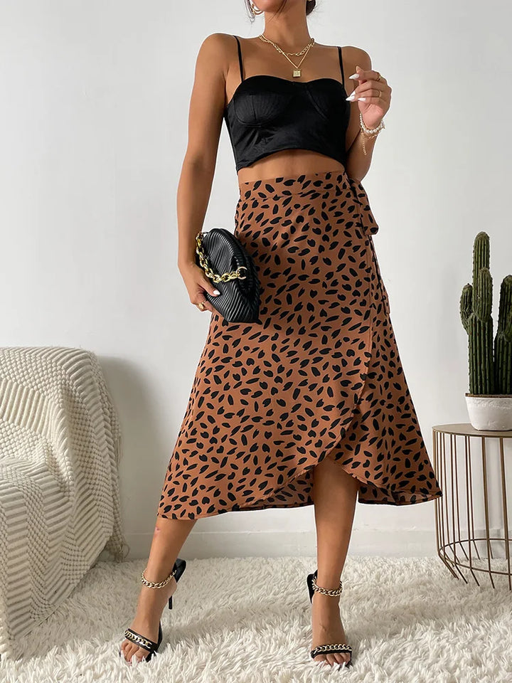 Bianca | Women's Printed Wrap Tie Casual Skirt