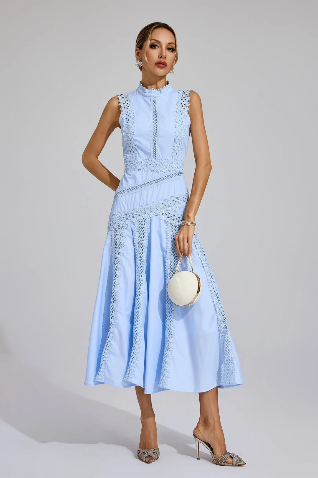 Lily | Women's Sleeveless Lace Midi Wedding Guest Dress