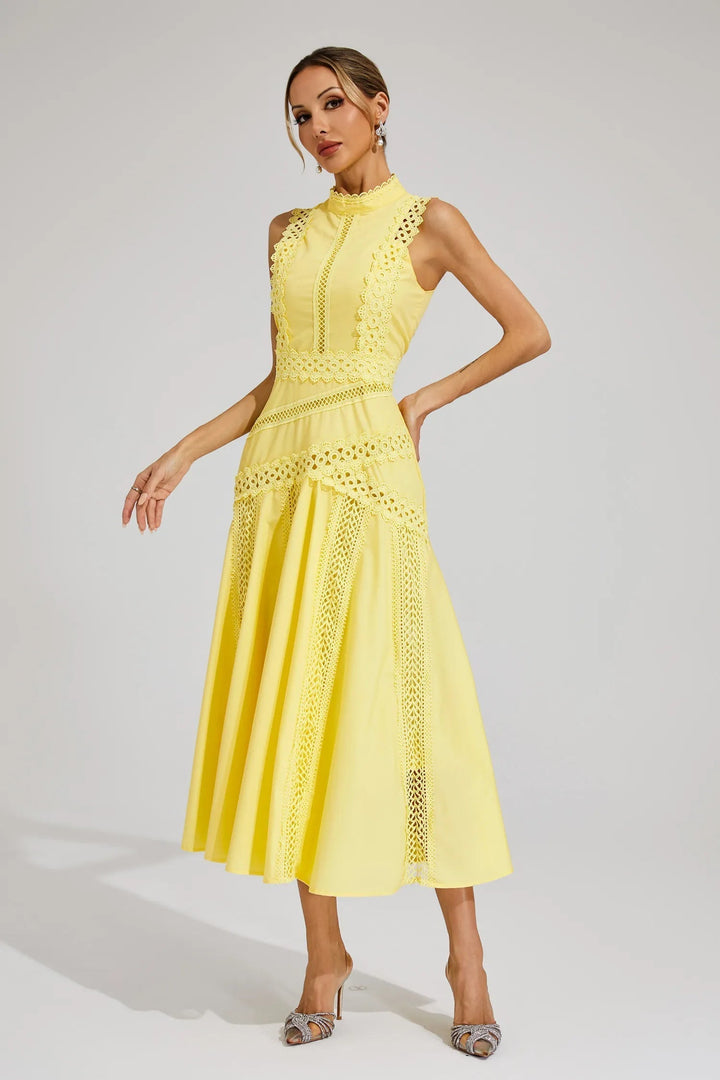 Lily | Women's Sleeveless Lace Midi Wedding Guest Dress