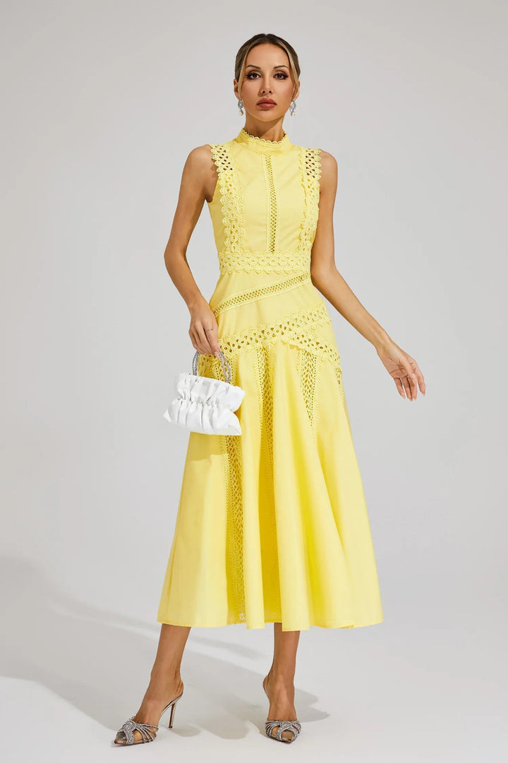 Lily | Women's Sleeveless Lace Midi Wedding Guest Dress
