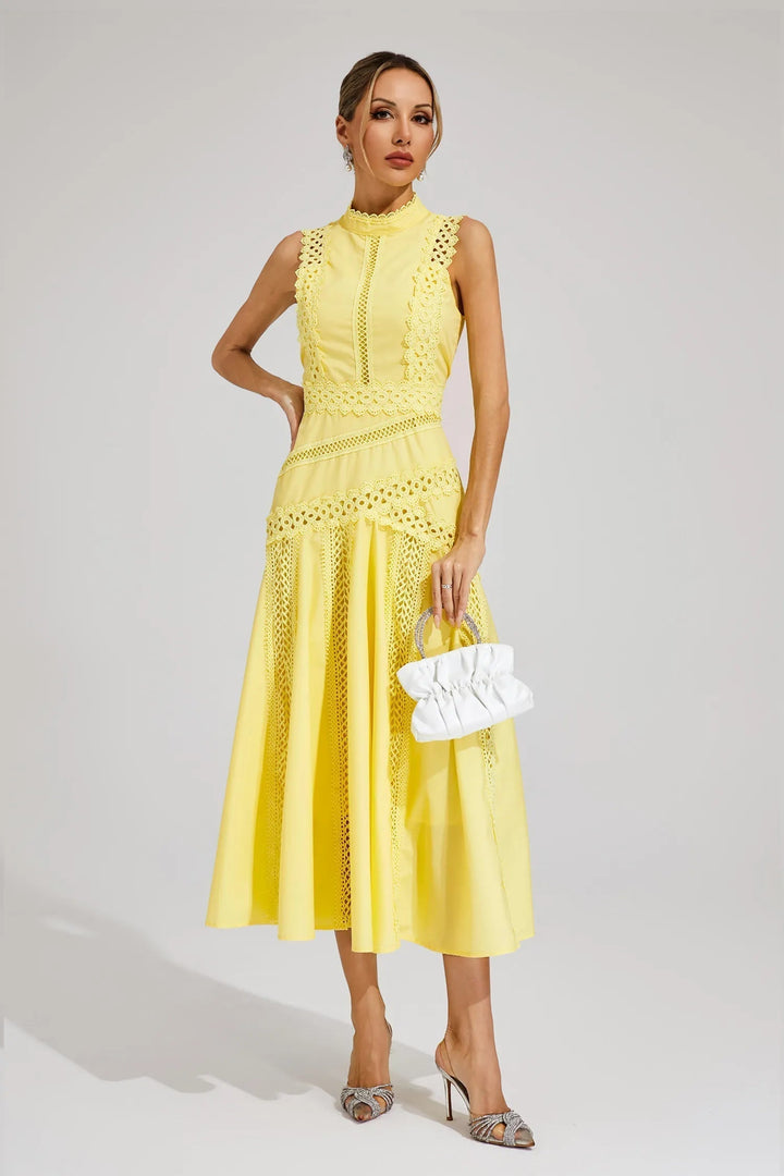 Lily | Women's Sleeveless Lace Midi Wedding Guest Dress