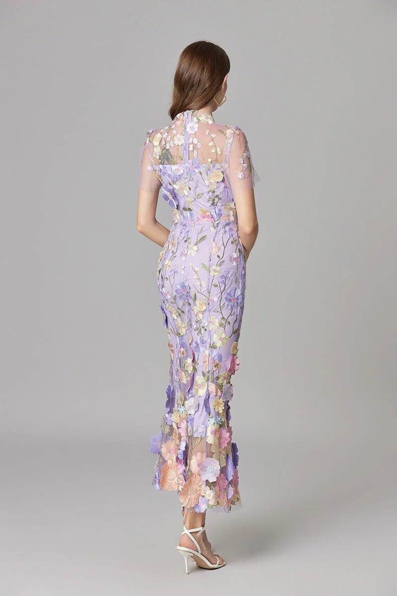 Women's 3D Floral Appliqué Sleeveless Maxi Dress
