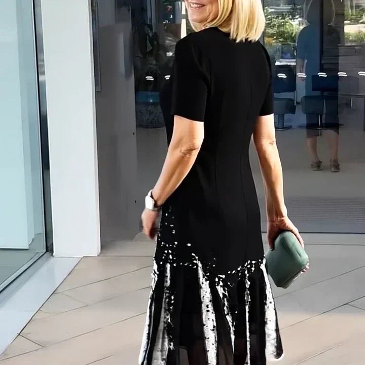 Women's A-Line Midi Dress Short Sleeve Round Neck Splatter Print