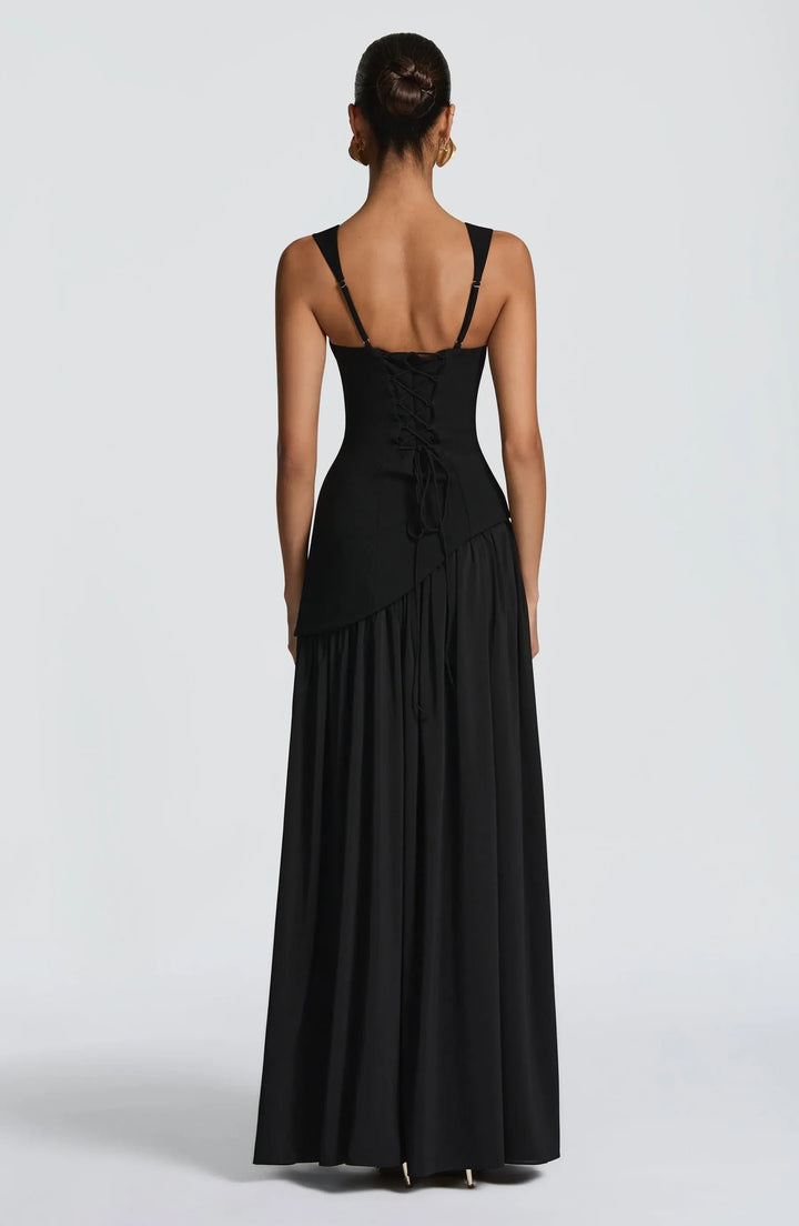 Women's A-Line Sleeveless Fitted-Waist Maxi Dress