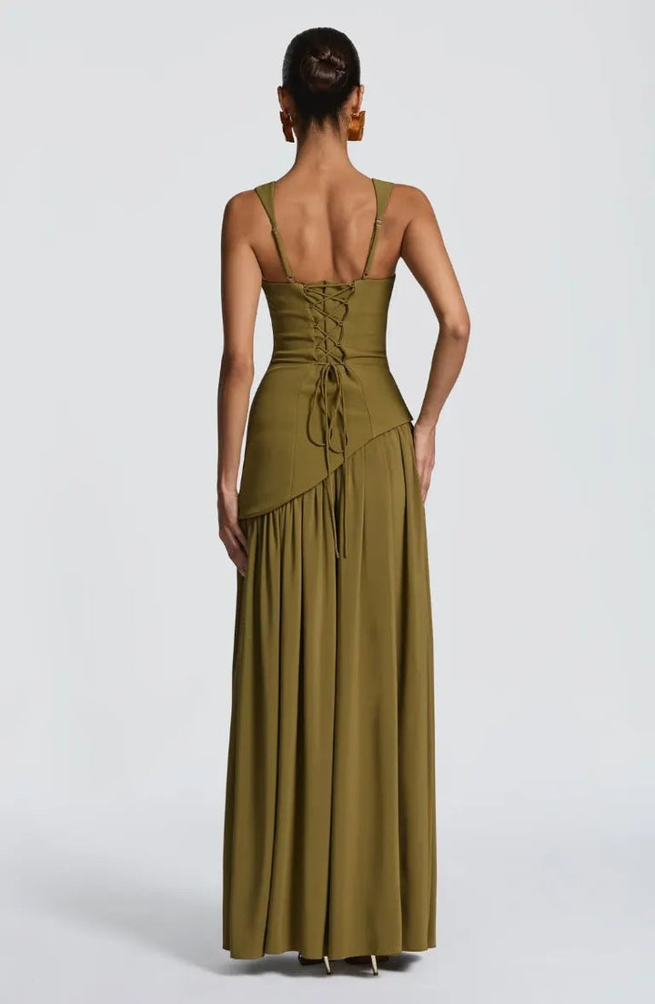 Women's A-Line Sleeveless Fitted-Waist Maxi Dress