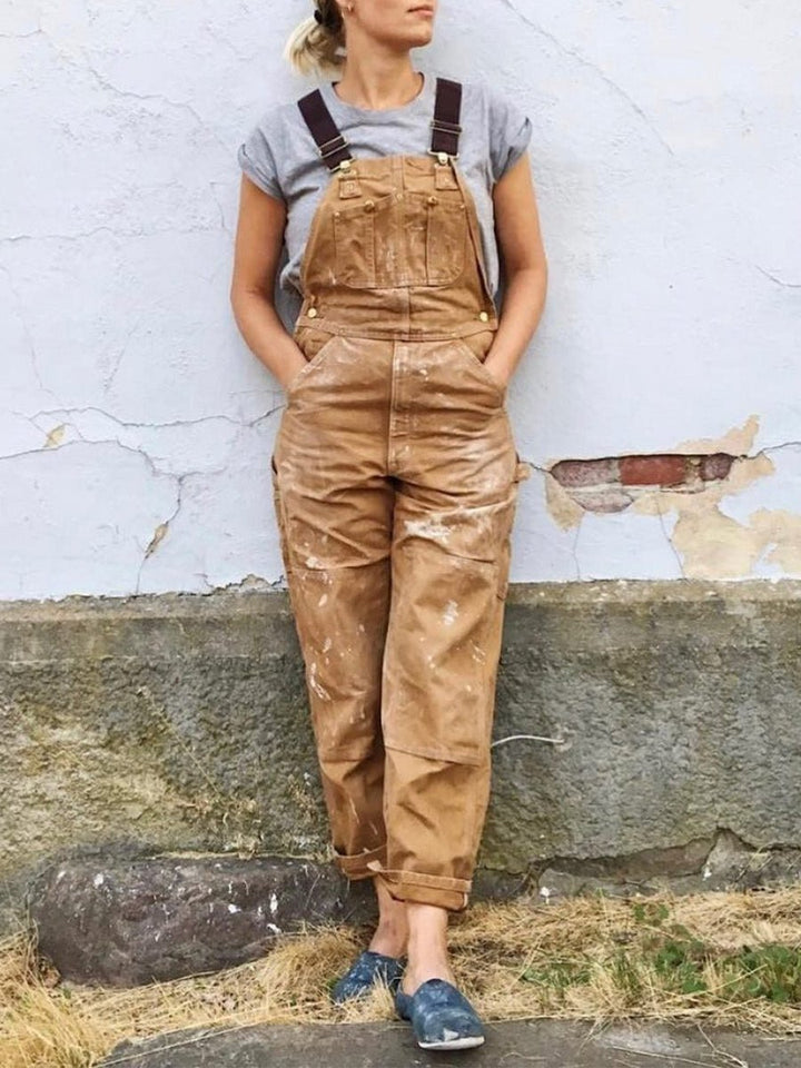 Women's Adjustable-Strap Relaxed-Fit Cotton Bib Overall