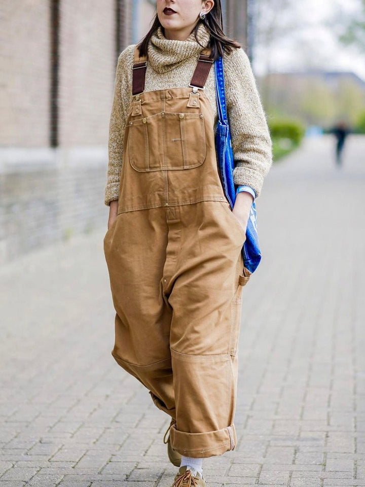 Women's Adjustable-Strap Relaxed-Fit Cotton Bib Overall
