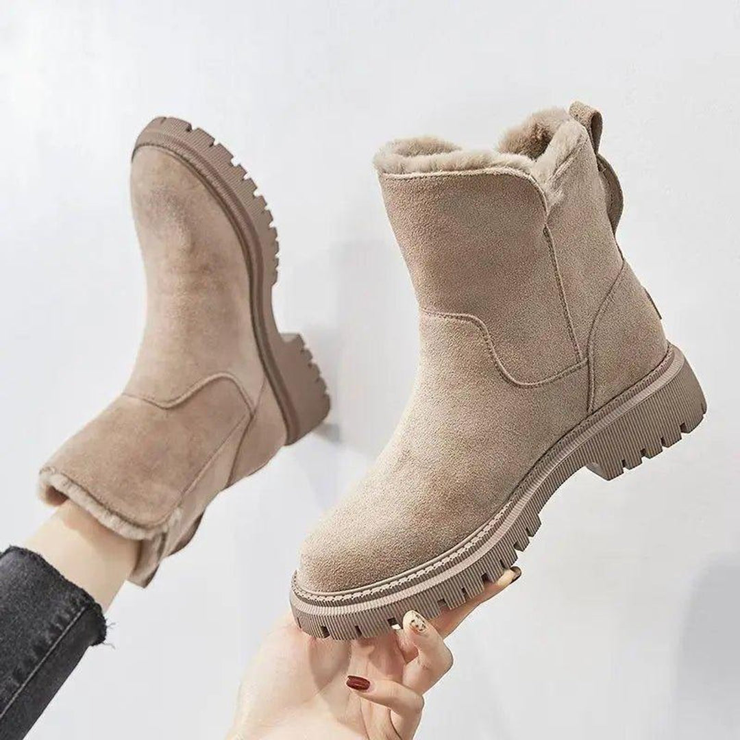 Women's Ankle Boots Fur-Lined Orthopedic Platform Suede Booties
