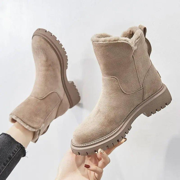 Women's Ankle Boots Fur-Lined Orthopedic Platform Suede Booties