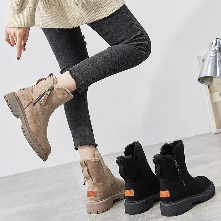 Women's Ankle Boots Fur-Lined Orthopedic Platform Suede Booties