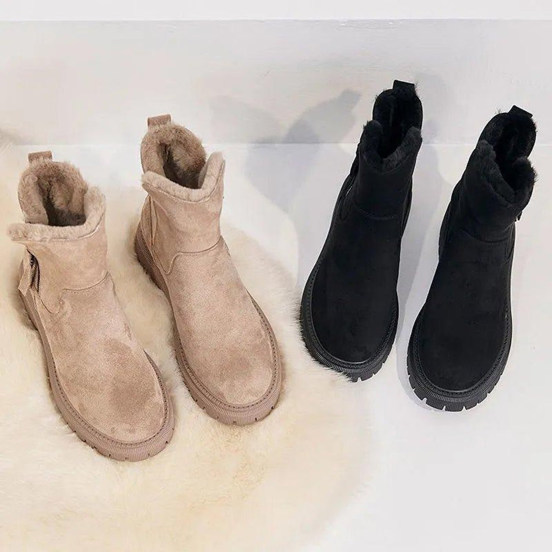 Women's Ankle Boots Fur-Lined Orthopedic Platform Suede Booties
