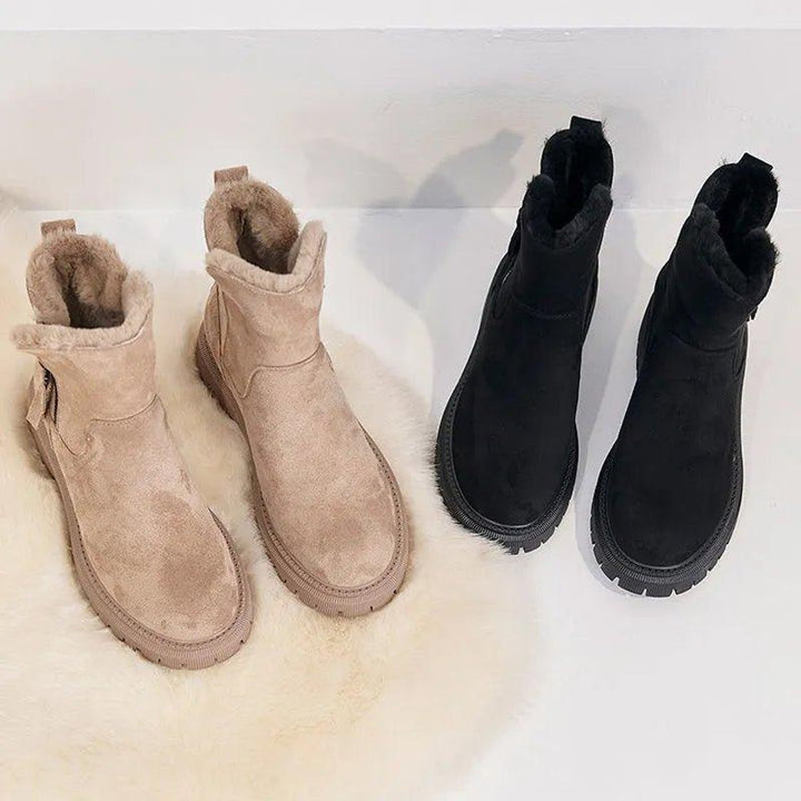 Women's Ankle Boots Fur-Lined Orthopedic Platform Suede Booties