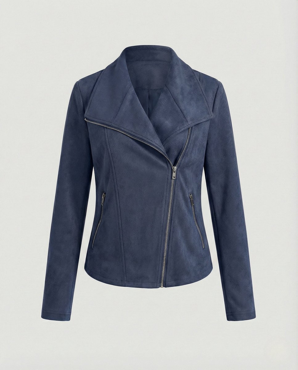 Women's Asymmetric-Zip Suede-Look Biker Leather Jacket