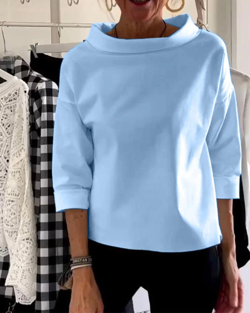 Women's Bateau Neck 3/4 Sleeve Relaxed-Fit Top - Blue