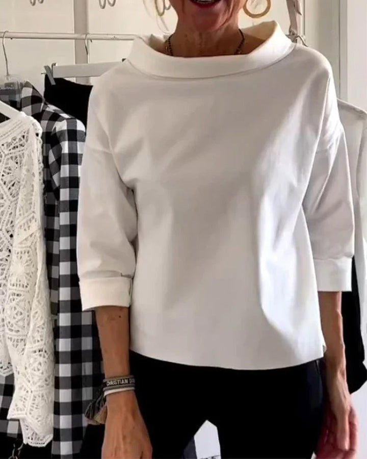 Women's Bateau Neck 3/4 Sleeve Relaxed-Fit Top