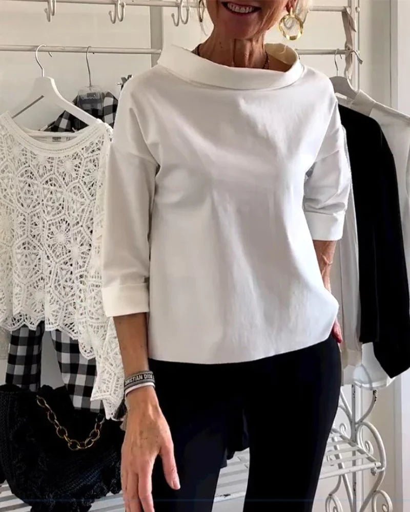 Women's Bateau Neck 3/4 Sleeve Relaxed-Fit Top