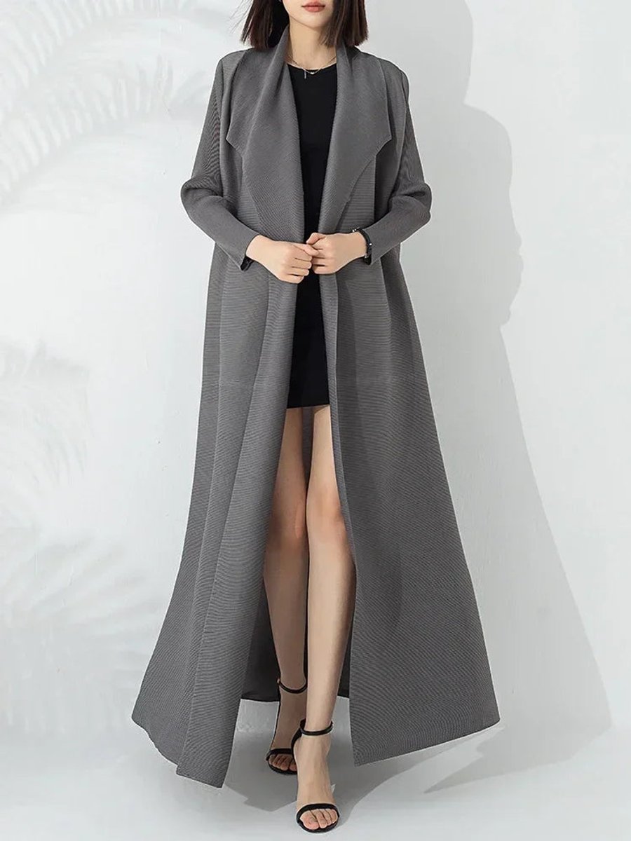Women's Belted A-Line Longline Coat Jacket