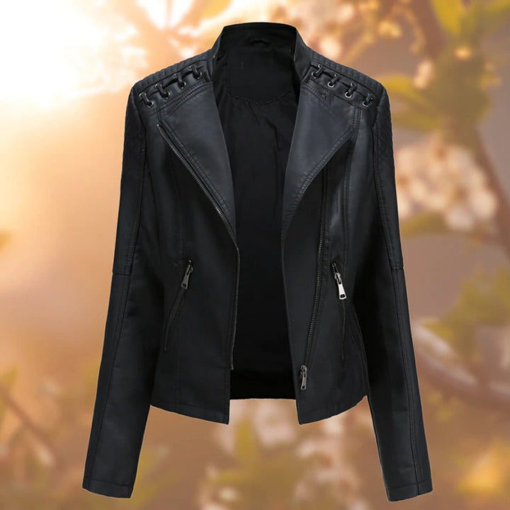 Women's Biker-Style Zip-Up Faux Leather Jacket
