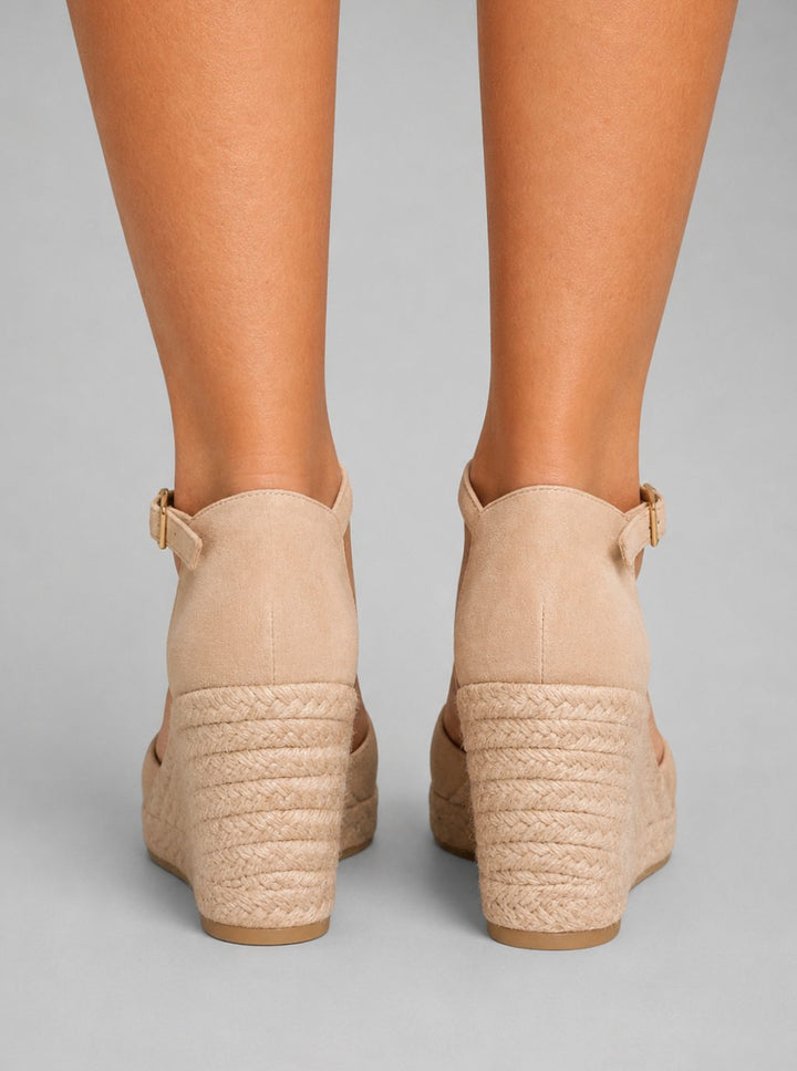 Women's Black Closed Toe Wedge Espadrille Ankle Strap Sandals
