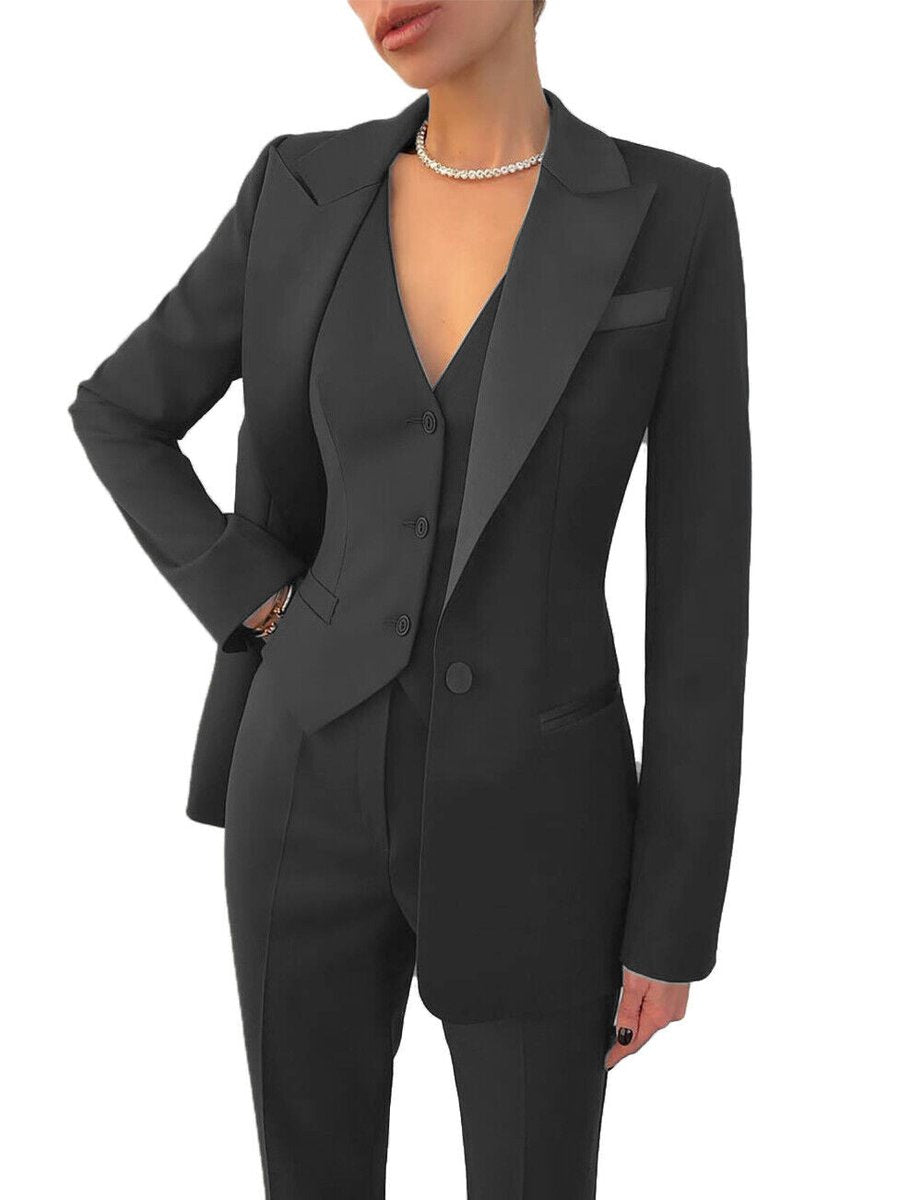 Women's Blazer Tailored 3-Piece Suit Set Waistcoat Trousers