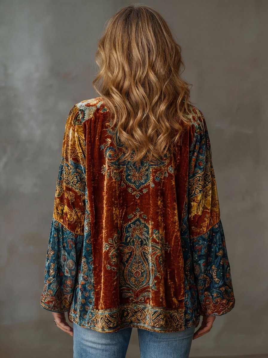 Women's Boho Vintage Loose-Fit Quilted Jacket Kimono Cardigan