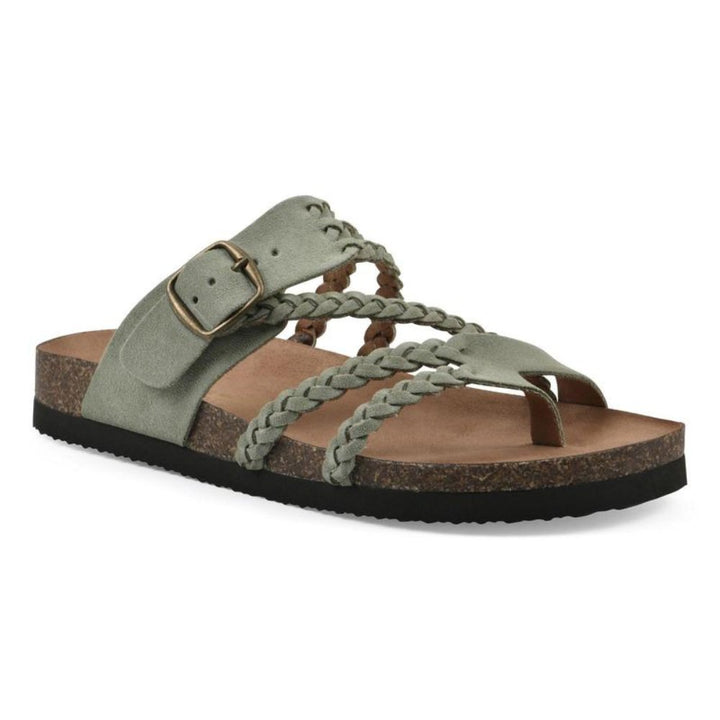 Women's Braided Strap Buckle Toe-Loop Sandals - Green