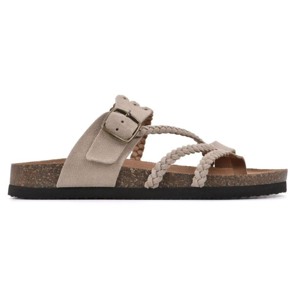 Women's Braided Strap Buckle Toe-Loop Sandals - Beige