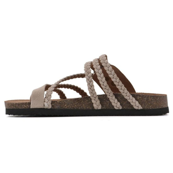 Women's Braided Strap Buckle Toe-Loop Sandals