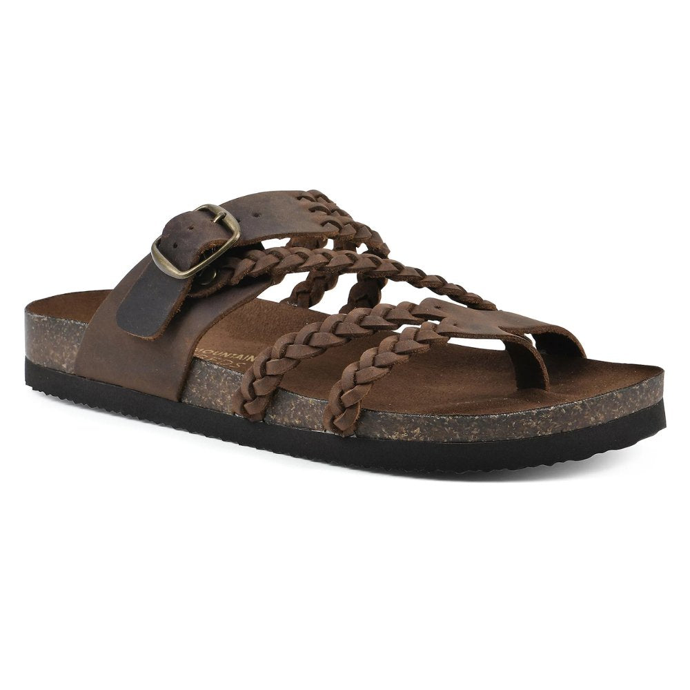 Women's Braided Strap Buckle Toe-Loop Sandals - Khaki