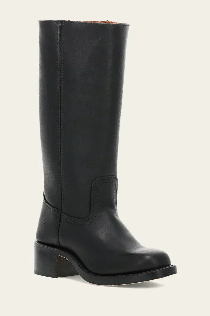 Women's Brown Leather Knee-High Block Heel Boots