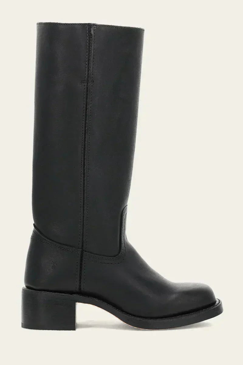Women's Brown Leather Knee-High Block Heel Boots