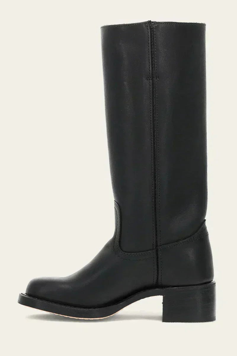 Women's Brown Leather Knee-High Block Heel Boots