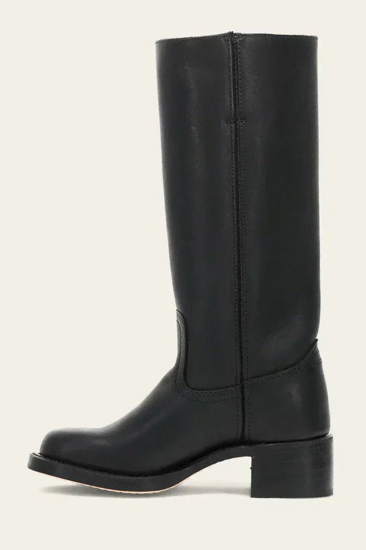 Women's Brown Leather Knee-High Block Heel Boots