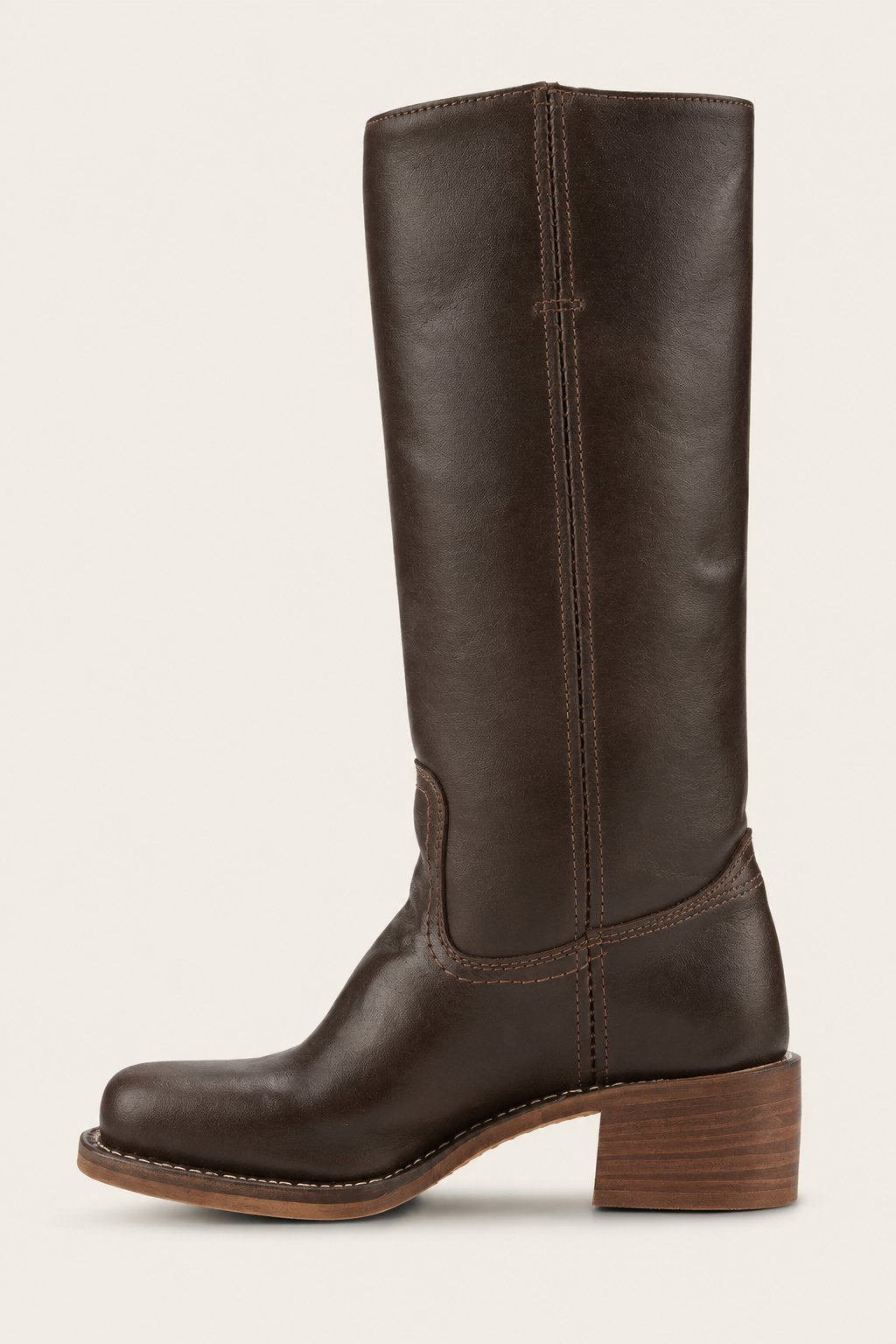 Women's Brown Leather Knee-High Block Heel Boots
