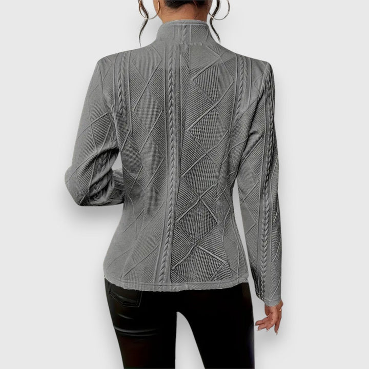 Women's Cable-Knit Mock-Neck Long-Sleeve Fitted Jumper