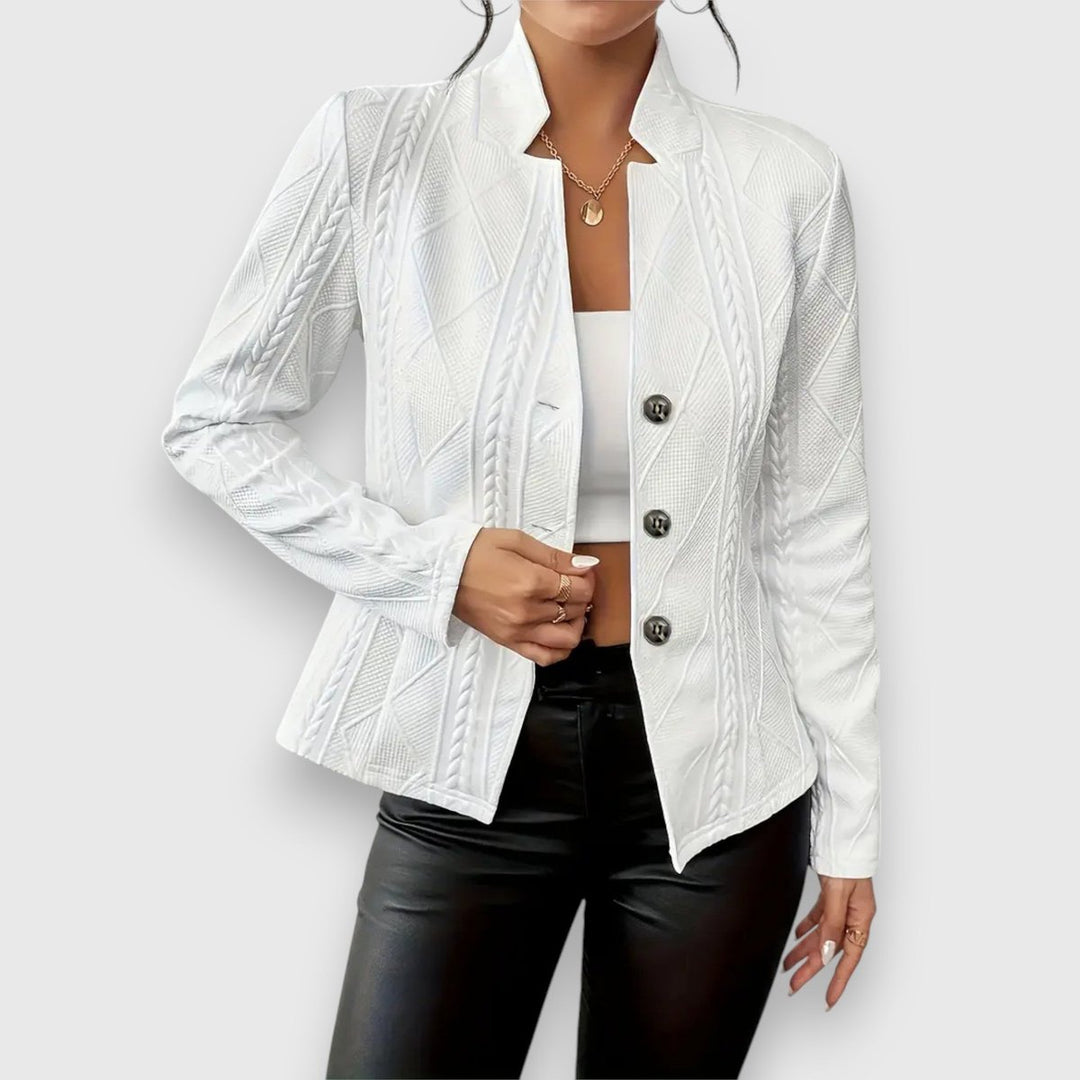Women's Cable-Knit Mock-Neck Long-Sleeve Fitted Jumper